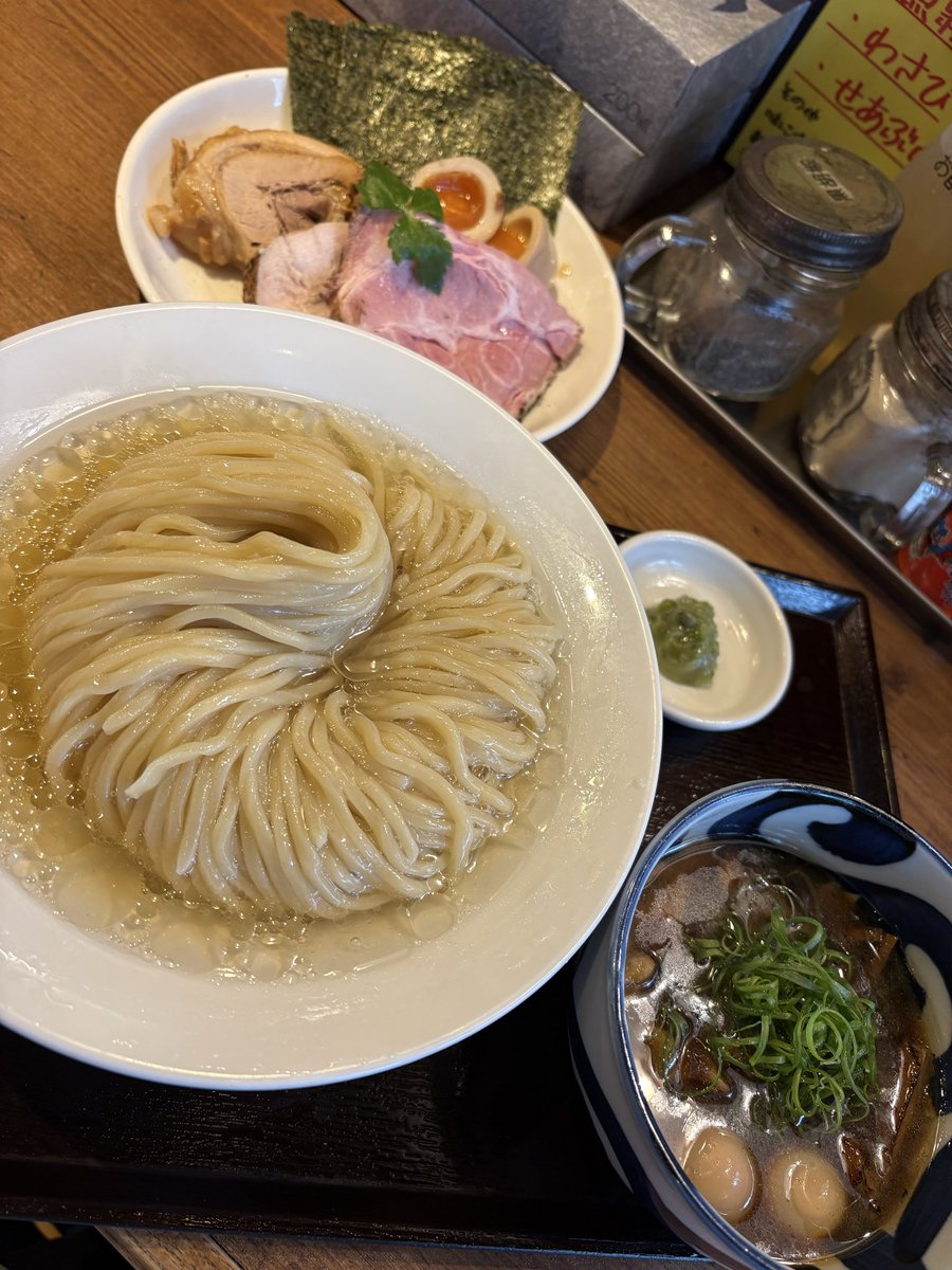 pnz_c's tweet photo. 錦町　麺屋58
58の全力昆布水つけ麺
（醤油　麺300g　わさび）

久々の定番メニュー✨
麺にわさびだけ付けてすすっても
美味しい〜🥰
ごちそうさまでした🙏 https://t.co/enHLrmF33K