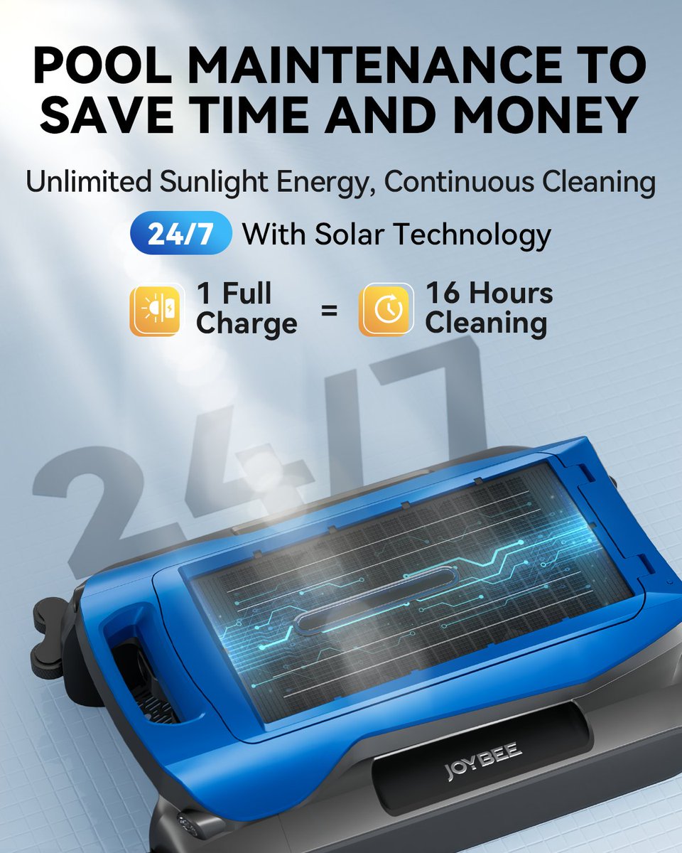 joybeerobot's tweet image. Pool cleaning? Leave it to JOYBEE!
Solar-powered, 24/7 auto-clean, and 1 charge = 16hrs of run time 🌀
Saves time, saves hassle—your pool’s always ready for you and friends to dive in! 🏊♂️
#JOYBEE #PoolRobot #SolarPoolCleaner #EasyPoolLife #SmartPool