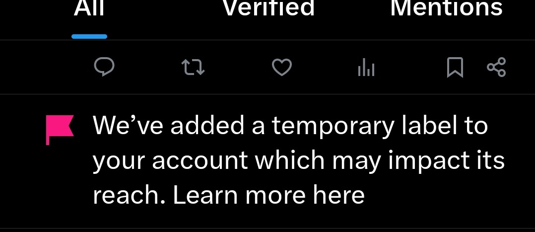 dev_dev19's tweet image. Guys, just got this notification on my X account...A temporary label has been
added which may impact your reach.Anyone knows how to fix this or appeal it?Need your help 🙏
#TwitterHelp #XSupport