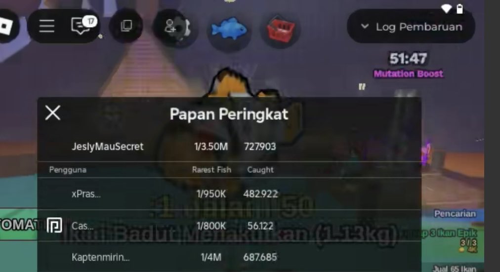 kucingkerenn_'s tweet photo. @pwetyliars @FishitROBLOX level udh 1000+ caught sgtu belum dikasih yg 4m😭💔 https://t.co/5EPWP8helz