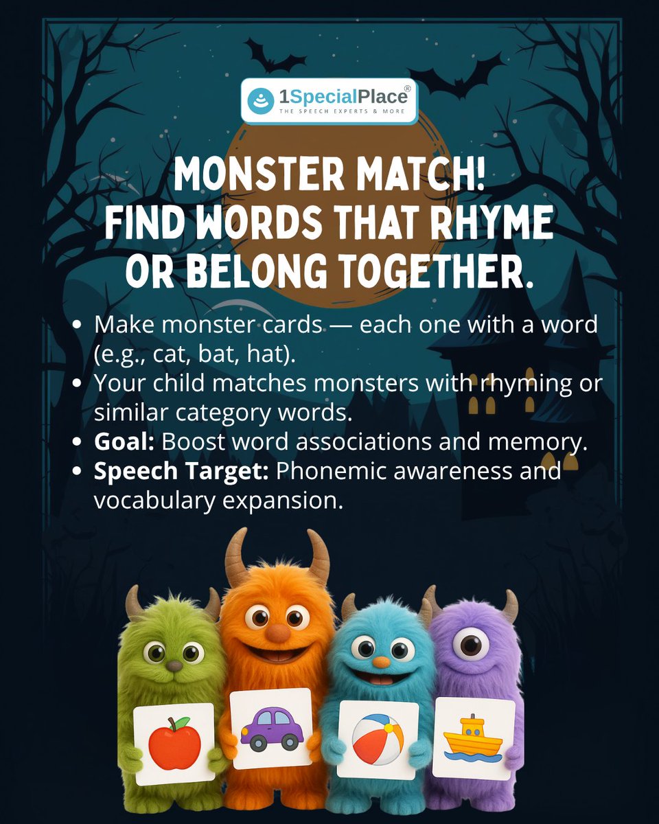 1specialplace's tweet photo. 🎃 Trick or Talk! 👻
This Halloween, turn spooky fun into speech-time magic! ✨
🧡 Talk. Laugh. Learn. This Halloween!
#earlyintervention #halloweenspeechactivities   #onlinespeechtherapy #speechpathologist #halloweenspeechtherapy #funlearningforkids #1specialplace https://t.co/Pcv1r5ED9S