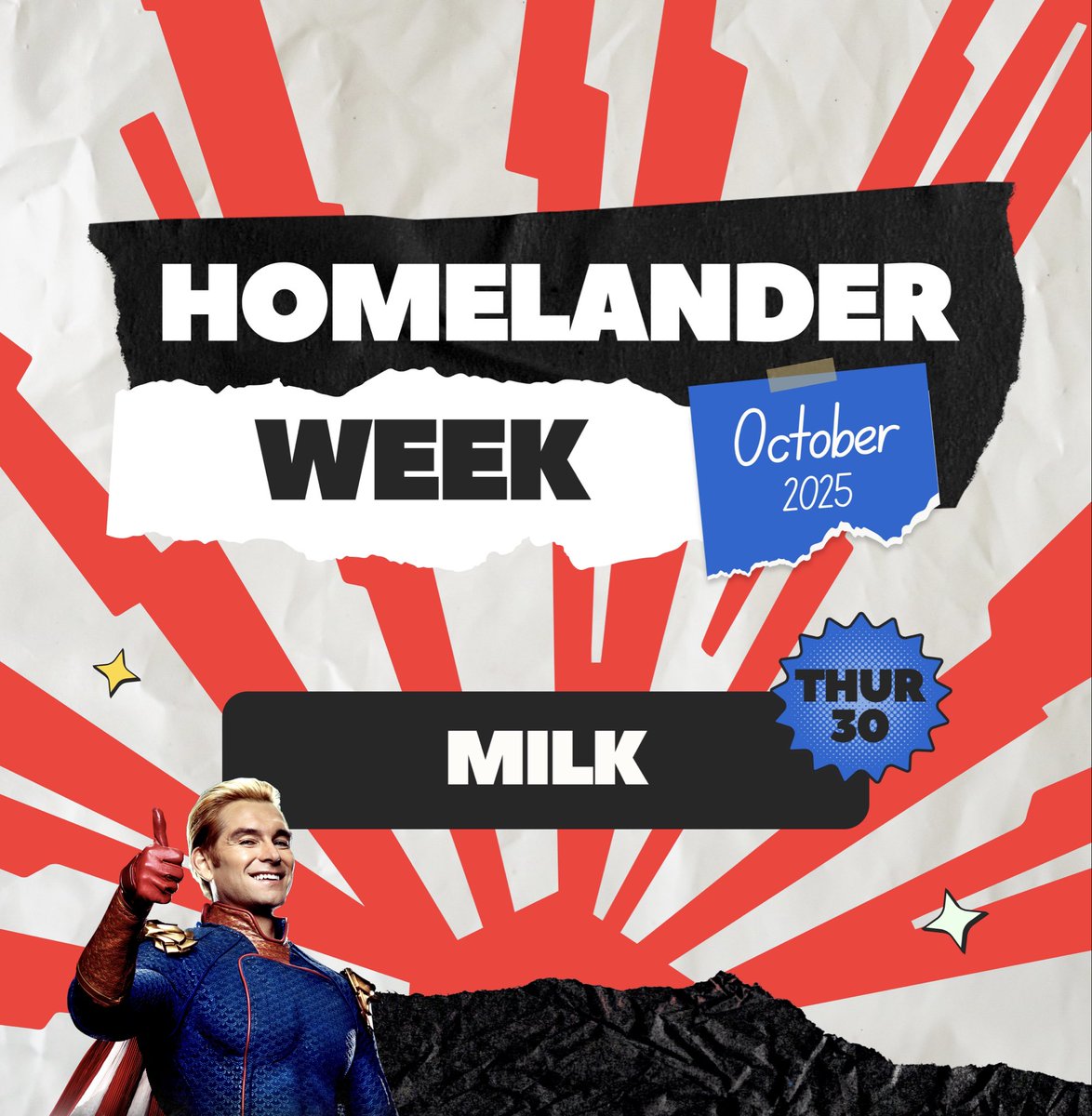 homelanderweek's tweet photo. You knew it was comingโฆ it wouldnโt be Homelander Week without it! ๐
โโ โโ
โ
โ
โ โโ
Day 4: Milk๐ฅ
Remember those hashtags people!
#homelanderweek #homelanderweek2025 ๐บ๐ธ https://t.co/pFJKWBrdUC