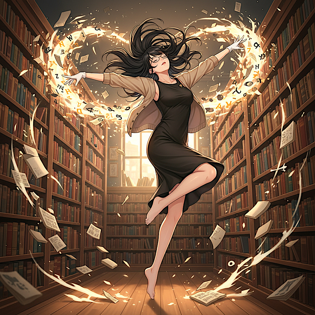 twinkle_pxv's tweet image. Unleashing the magic of words amidst ancient wisdom.

書架に舞い、言葉の魔法を操る幻想的な瞬間！ 

#AIart #FantasyArt #LibraryMagic #AnimeIllustration
