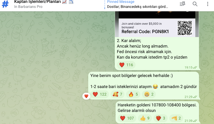 Dostlar selamlar; 

116k bölgesinden sizleri uyarmış nakite döndüğümü söylemiş ardından da short almıştık. 
Peki bu nedendi? sfp olabilme ihtimalini düşünüp likidite bölgesi shortu demiştik.  
Fed haftası da varken bu gayet olasıydı ve neticesinde de;

O zaten iğne ucu işlem