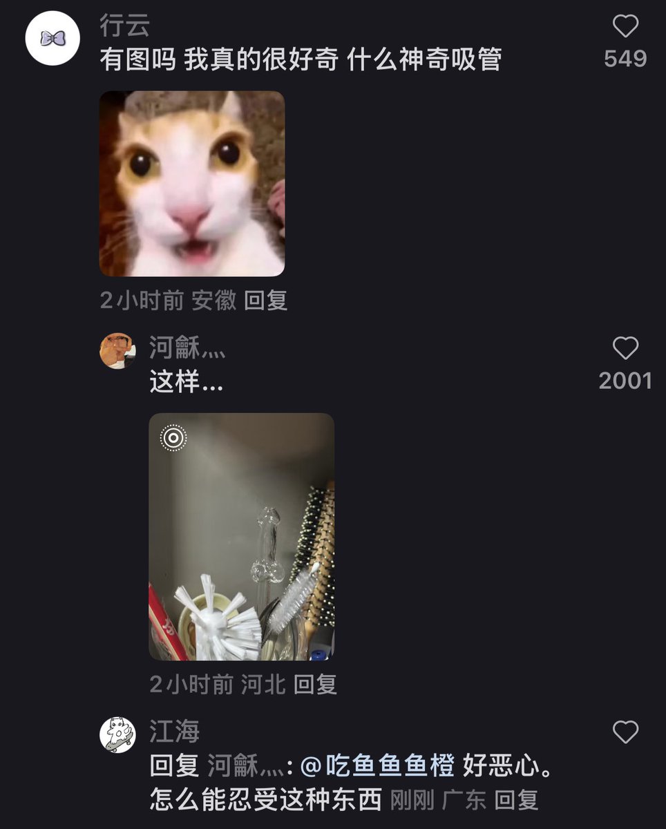 之前买了suzu发的几把吸管  刚才小红书刷到了一姐妹放家忘收了 顺手回了个评论…嗯 真的确实恶心 所以我买了个假的 行了吧…