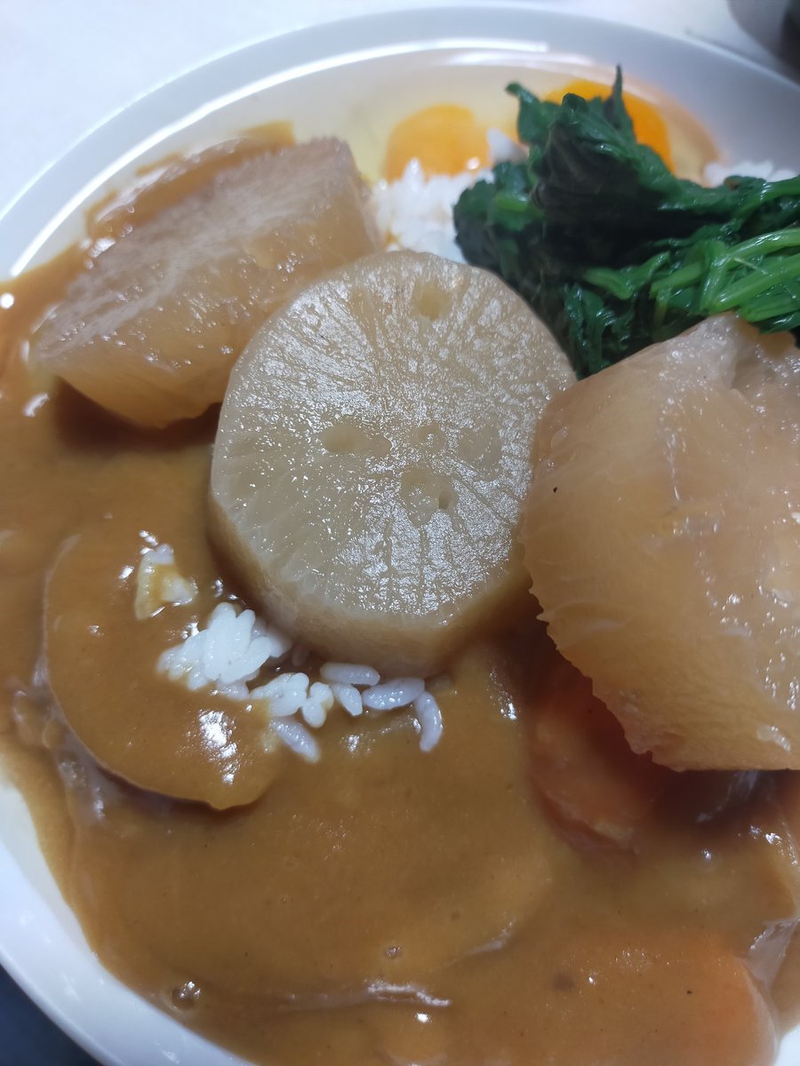 大根とほうれん草のカレー