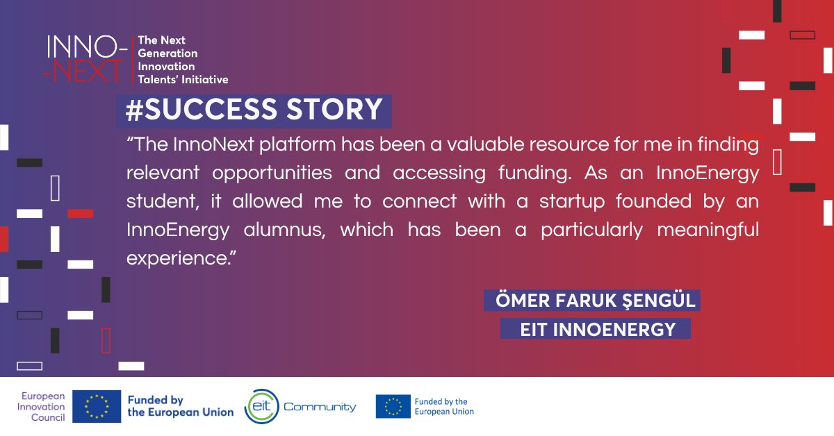 InnoNext_EU's tweet photo. Success Story 

Ömer Faruk Şengül, an EIT InnoEnergy talent, joined Lumii Energy Spain SL through #InnoNext — turning learning into impact with mentoring, training and support across Europe.

“The platform connected me with an InnoEnergy alumnus startup.” https://t.co/upYqgc15bp