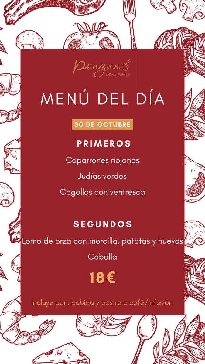 Vamos, familia, ¡que ya es jueves! Os esperamos con los brazos abiertos y nuestro caserísimo menú del día en el 12 de Ponzano.