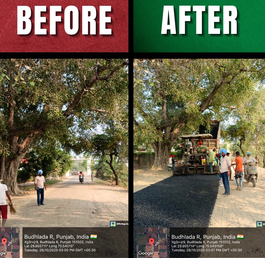 This road is literally being paved over mud.