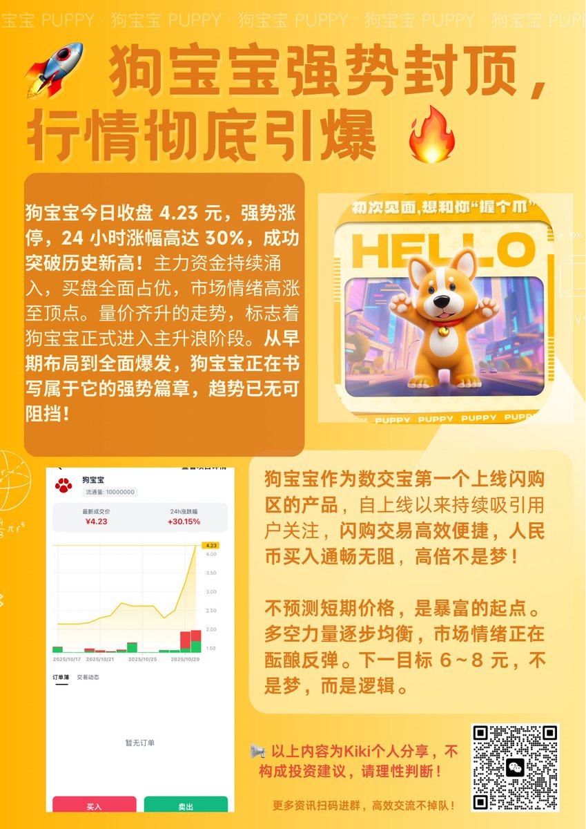 Bling__art's tweet photo. 数交宝——闪购区

正式开启主升浪。之前一直在说的，国内首家cny直购式meme发射平台。现在还是初级阶段。一切才只是刚刚开始。狗宝宝距离首发价也只翻了4倍，康熙字典才1.5倍。龙腾盛世5倍有余了。#meme
#新发射平台 #数交宝 #闪购 https://t.co/VQPEq70SYi
