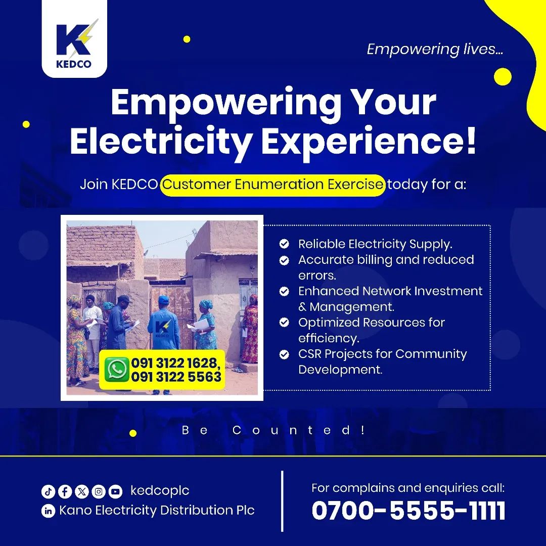 Dear Esteemed Customers,

Take part in KEDCO’s ongoing enumeration exercise, your gateway to better electricity service, improved power supply, and a more responsive system!