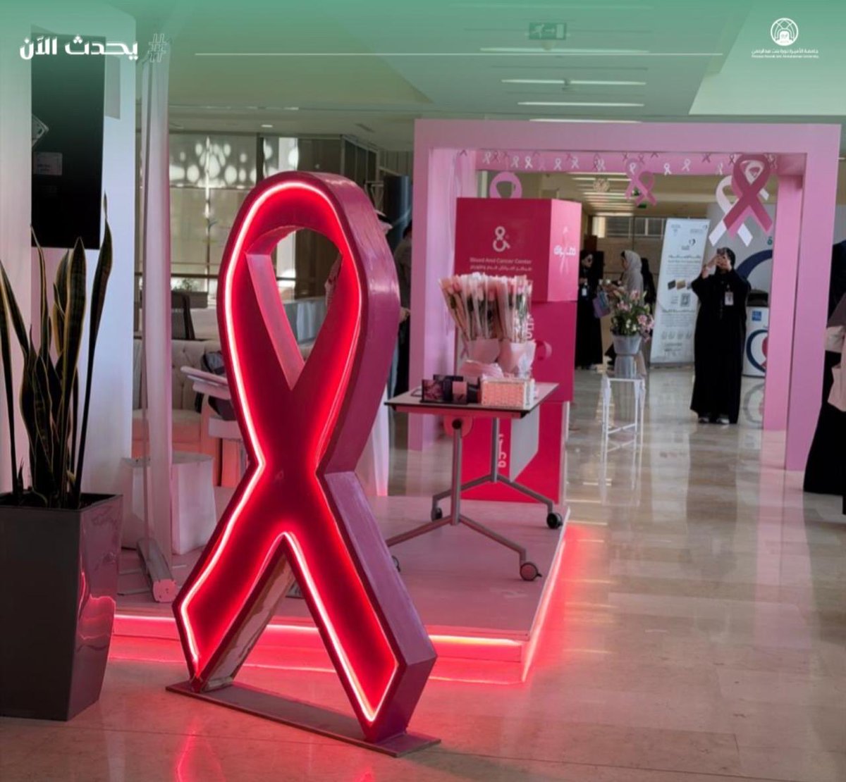 pnu_live's tweet image. #يحدث_الآن:
تُنظم عمادة شؤون الطالبات ممثلةً بالمجلس الاستشاري الطلابي شهر التوعية بسرطان الثدي تحت شعار"الأمل وردي"، في مركز أبحاث العلوم الطبيعية والصحية بـ #جامعة_الأميرة_نورة
بهدف: التوعية بأهمية الكشف المبكر عن سرطان الثدي، وتعزيز الوقاية والفحص الدوري كوسيلة للأمان والصحة…