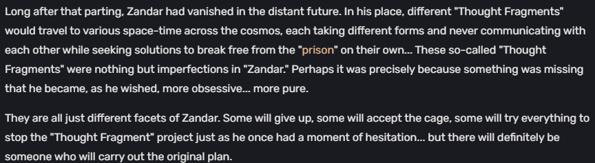 WH1SP3R___'s tweet photo. @matven9 @lechocolotte @IAmEmaMae @alpacnologia Fully agree with the idea of the different fragments of zandar embodying his different ideas, this is from the new relic set, he even predicts that some may even try to directly work against him, embodying that hesitation he felt https://t.co/ZvCJKJT0Gk