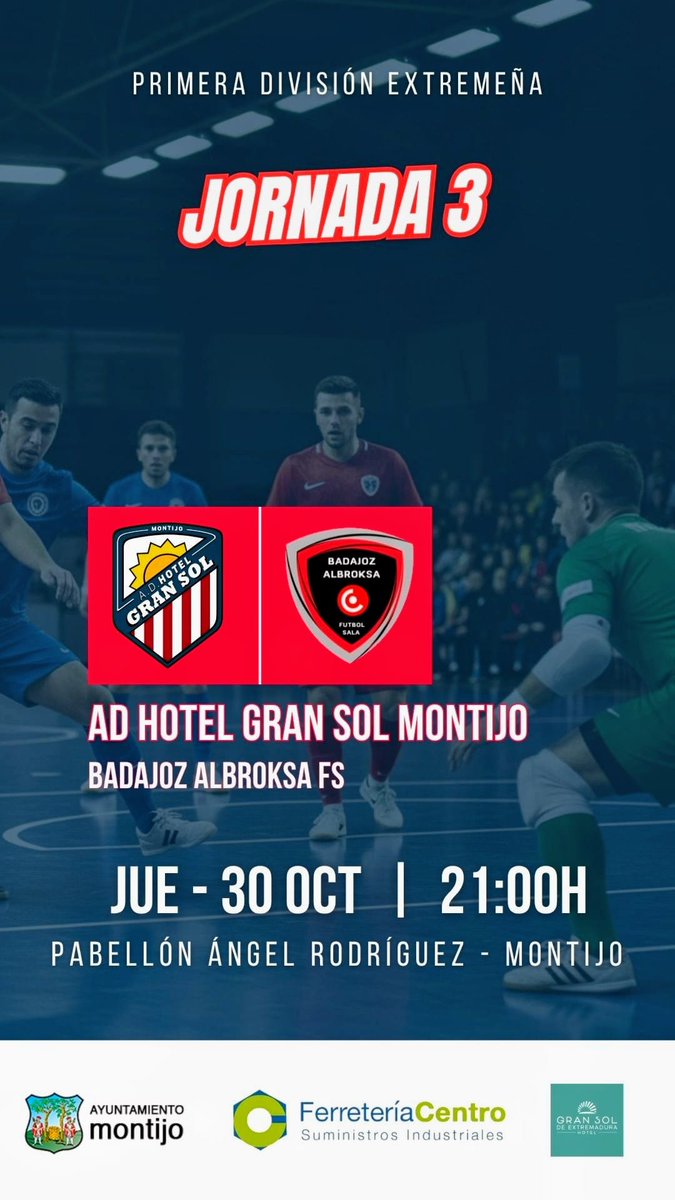 Buenas hoy es el día del partido, a las 21:00, jornada 3.
AD HOTEL GRAN SOL VS ALBROSKA, os esperamos en el pabellón Ángel Rodriguez ven a animar a tu equipo (entrada gratuita).