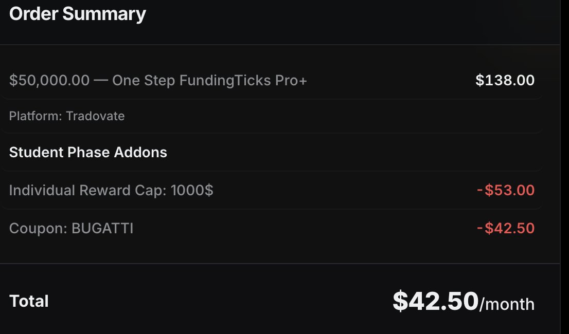 UncleBugatti's tweet image. I usually don't say this but LOAD THE FUCK UP!! 
50% OFF flash sales so this will end fast!! Thank you @FuturesFlow and @fundingticks @Khldfx for this sick deal
USE CODE BUGATTI
app.fundingticks.com/register?ref=B…