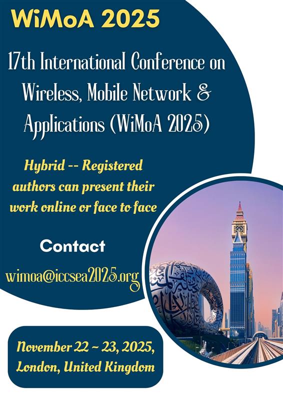 IJU13867598's tweet image. #NetworkSecurity 
Submit your Research Article..!!!
  
17th International Conference on Wireless, Mobile Network & Applications (WiMoA 2025)
 
November 22 ~ 23, 2025, London, United Kingdom
 
Webpage URL; iccsea2025.org/wimoa/index
  
Contact Us : wimoa@iccsea2025.org