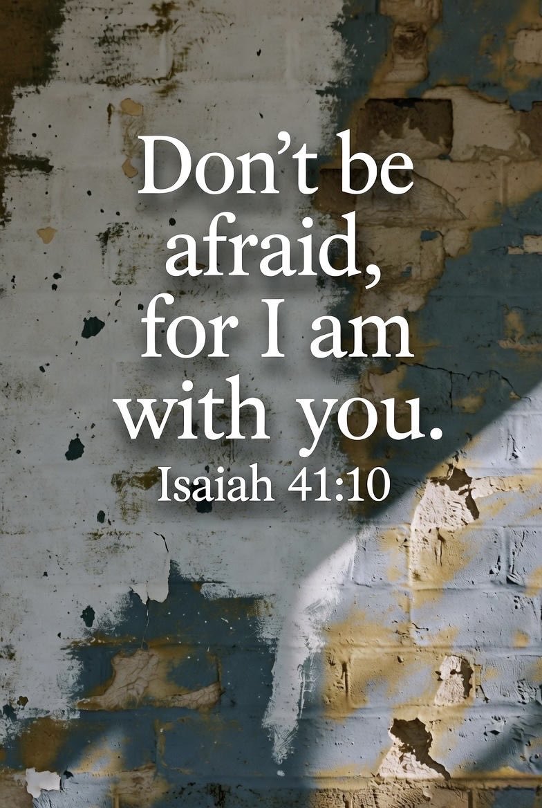 Don’t be afraid, for I am with you. Don’t be discouraged, for I am your God. I will strengthen you and help you. I will hold you up with my victorious right hand. Isaiah 41:10