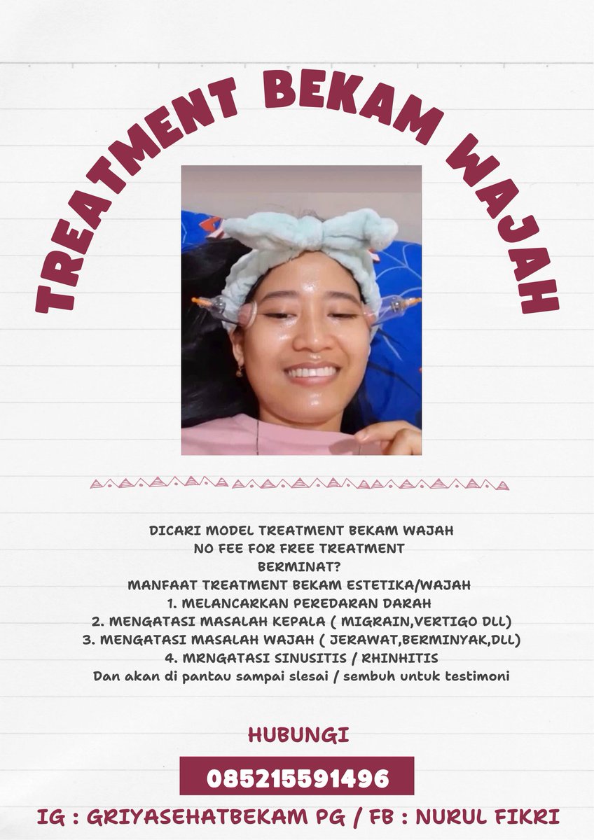 dmsbkm's tweet photo. Ada yang mau bekam? Khusus jabodetabek ya https://t.co/3wxmgpDrGh