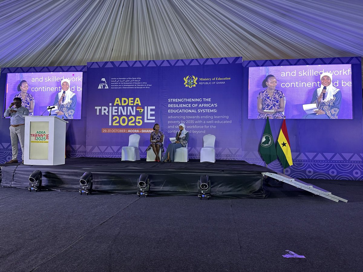 Young people telling their stories powerfully. FAWE’s Programme Officer Naomi Kamitha and Haruna Bariku, a FAWE and <a href="/MastercardFdn/">Mastercard Foundation</a> alumni. We love great endings over here. Kudos to Naomi and Haruna for the dose of inspiration! 
#FAWEatADEA2025