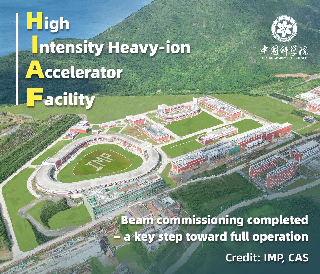 CAS__Science's tweet image. 🚀 Milestone Unlocked!
The High Intensity Heavy-ion Accelerator Facility (HIAF) has completed beam commissioning, paving the way for new frontiers in science.
Accelerating heavy ions across a broad energy range, HIAF helps scientists explore the invisible world within matter. 💫…
