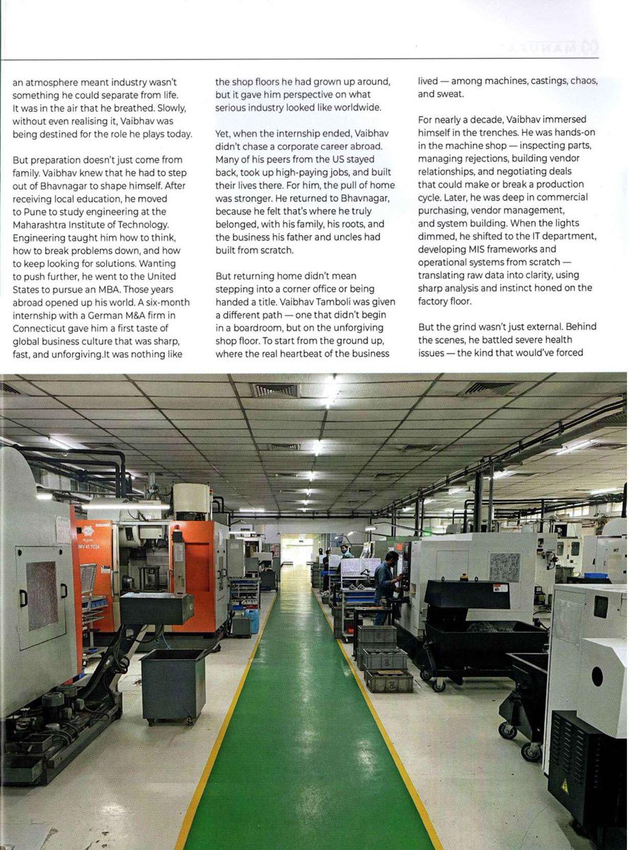 Tamboliin's tweet photo. A Profile in Leadership, Cast in Resilience: 

Discover the compelling narrative of Mr. Vaibhav Tamboli (@Veebeebhai ), Chairman and Managing Director of Tamboli Industries Ltd., in the latest edition of Manufacturing Maestros @themachinemaker .

Honored as one of Gujarat's eight standout Manufacturing Maestros, his journey is a masterclass in tenacity. This profile charts his remarkable story, detailing how an unwavering innovative spirit and resolute leadership transformed challenges into a legacy of manufacturing excellence.

Delve into the full feature to be inspired by a true architect of industry.

@YPO 
@Tamboli_TCL 

#ManufacturingMaestros #MachineMaker #VaibhavTamboli #TamboliIndustries #Leadership #IndustrialInnovation #Resilience #MakeInIndia
