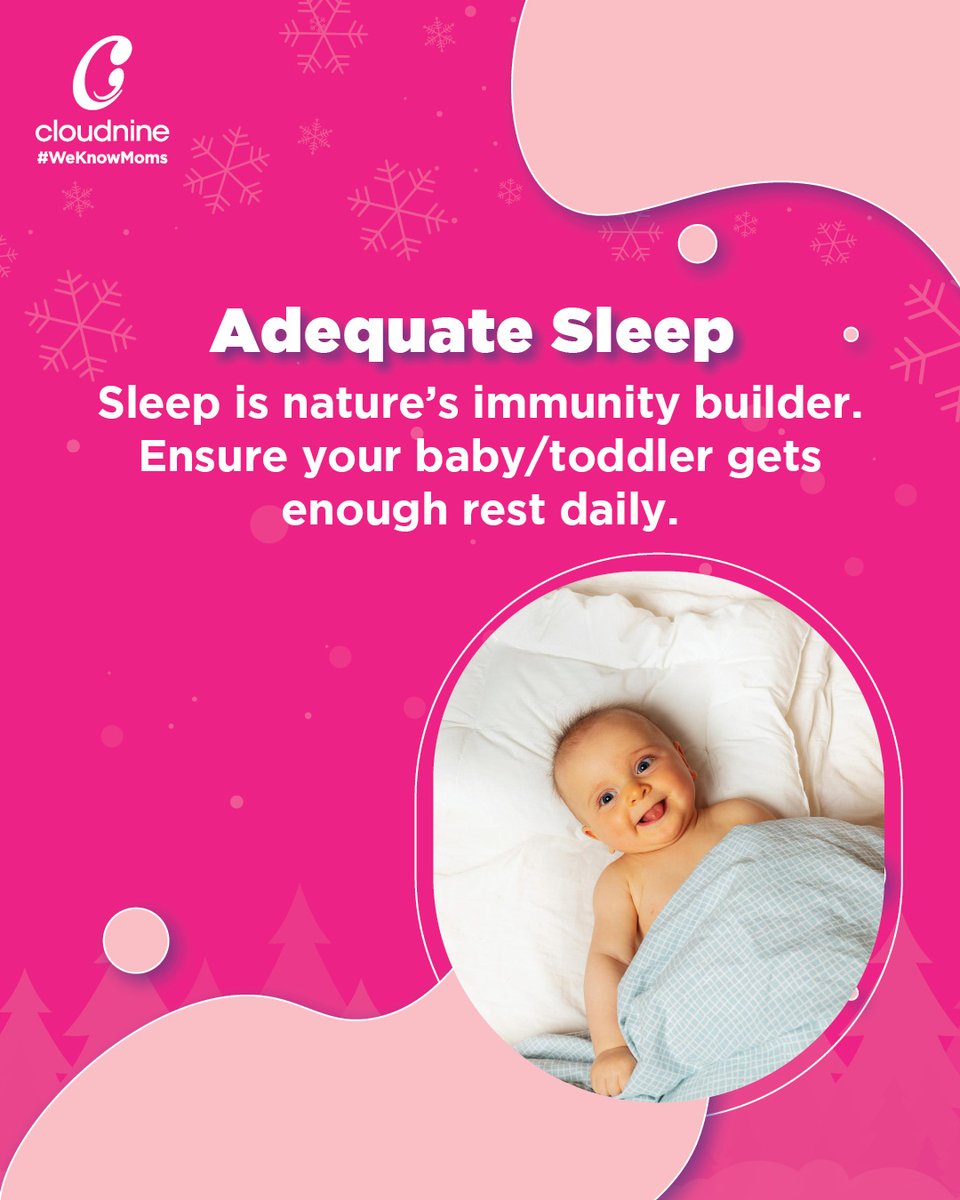 Keep your baby healthy this winter! Boost immunity with breastfeeding, nutritious solids (6M+), enough sleep, hydration, outdoor play, sunlight, and good hygiene. 

For expert guidance, consult our paediatric specialists today!

#weknowmoms #oncloudnine #BabyImmunity #HealthyBaby