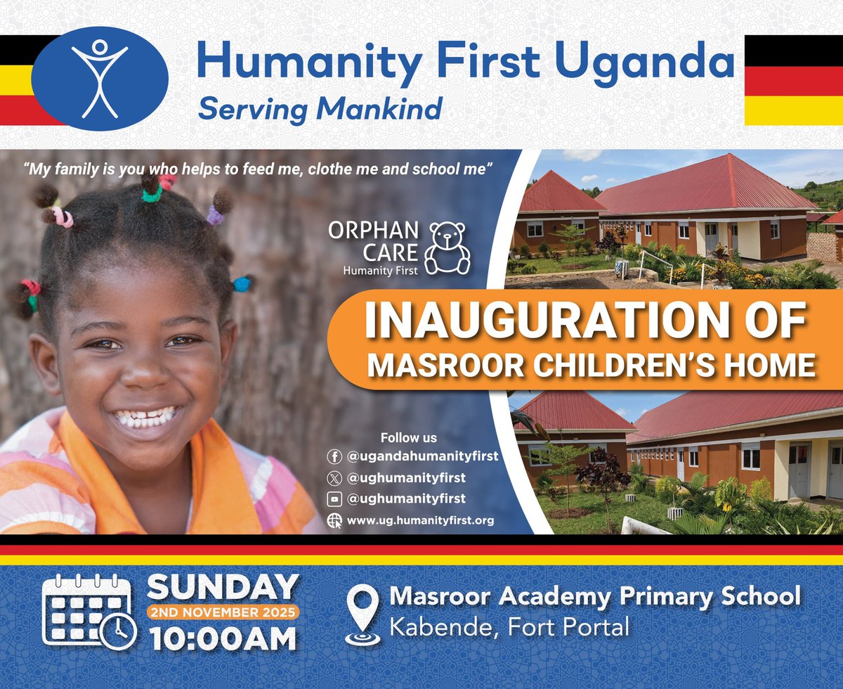We are officially inaugurating Masroor Children's Home in Kabalore District on 2nd November 2025.
 A new beginning for #hope and #care 
Thanks to support from <a href="/HumanityFirstDE/">Humanity First Deutschland</a>