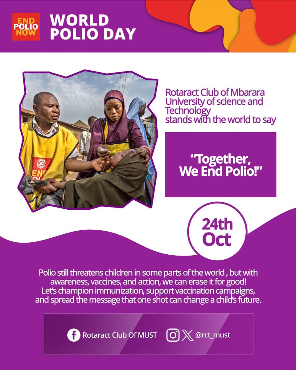 Together 💪 we can make a difference and create a polio-free world! 🌎💙 Let's unite our efforts and support Rotary's global initiative to end polio now!
#EndPolio👫 
#TogetherWeCan #RotaractMUST