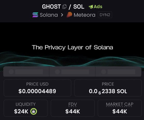 Gain_oracle's tweet image. I introduced $GHOST to my private Telegram group at a $44k market cap. 

⛓️ #Solana

Ca:  
BBKPiLM9KjdJW7oQSKt99RVWcZdhF6sEHRKnwqeBGHST