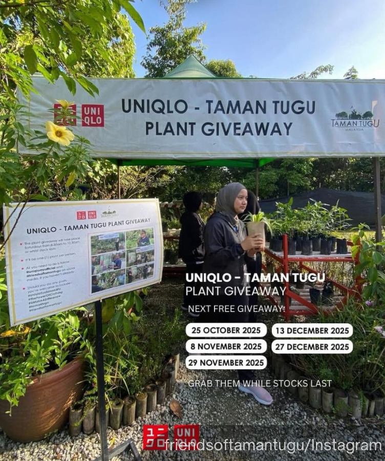 UNIQLO Malaysia has partnered with Taman Tugu to give away free plants, including herbs and ornamentals, as part of its ongoing sustainability initiative.

The programme will be held on selected Saturdays, from 8.30am to 10.30am.