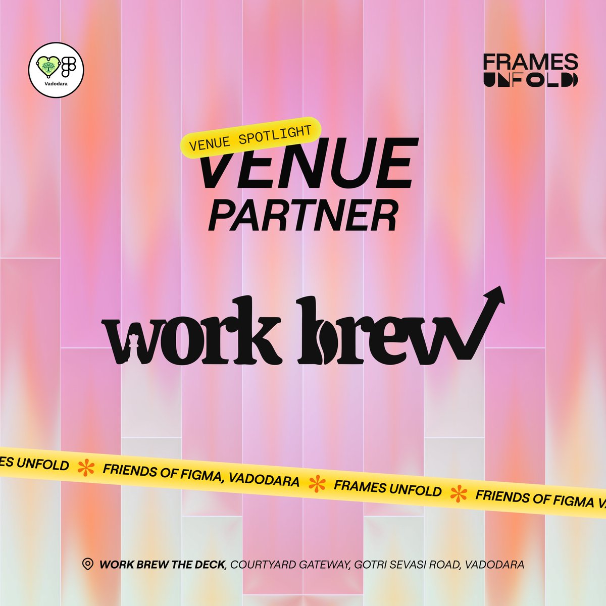 Excited to welcome WorkBrew – The Deck as our venue partner for Frames Unfold! 🌇

Vadodara’s first sundowner rooftop café sets the perfect backdrop for an evening of design, community, and conversations.

#FOFVadodara #FriendsOfFigma #WorkBrew