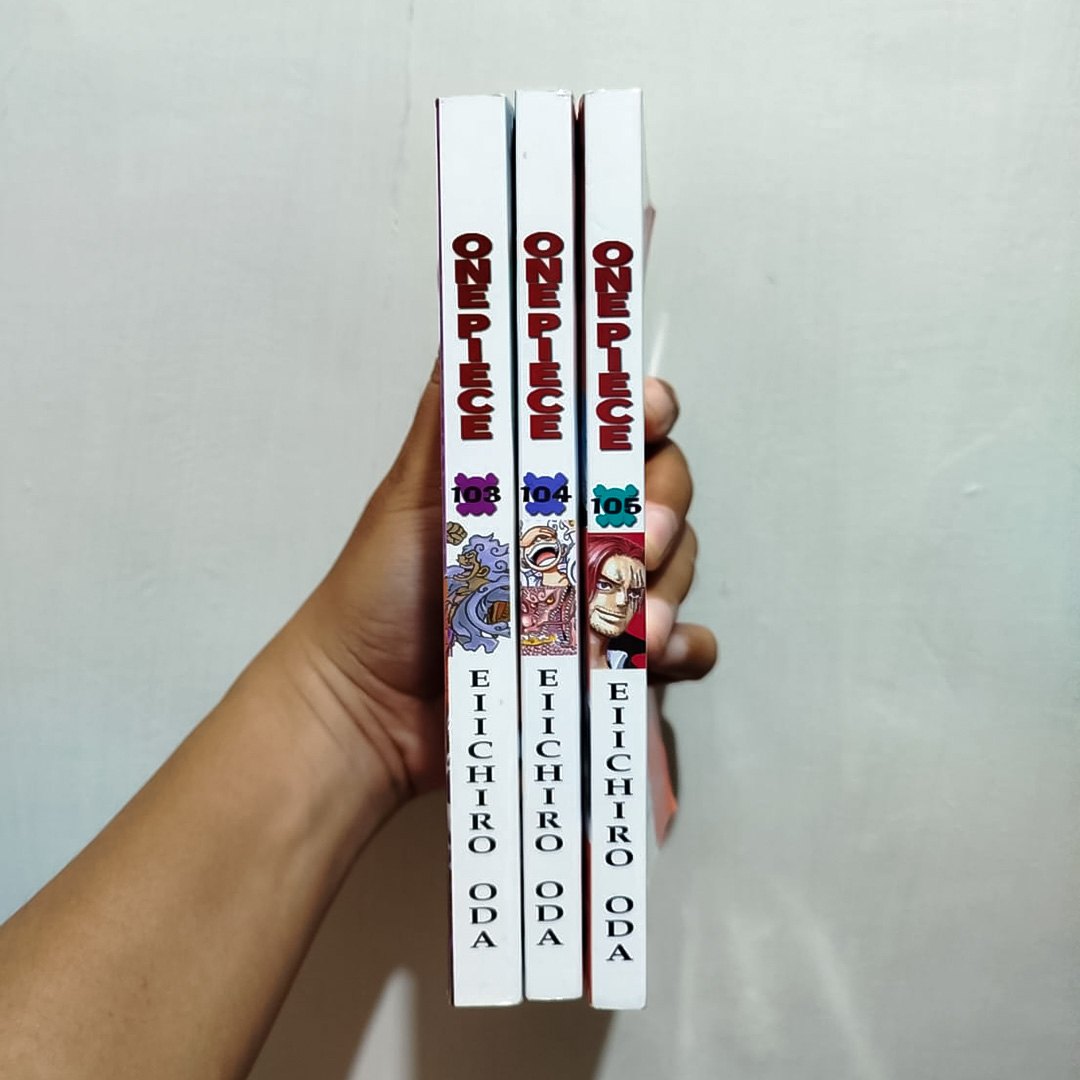sonisnipz's tweet photo. #WTS komik : ONE PIECE 103 . 104 . 105.
IDR 110K (3 komik).
Kondisi bagus 99%, Mulus Halus, Halaman komplit, Tidak ada yang lepas.  #WTSkomik #onepiece #komikonepiece #ONEPIECE1163 #wtsonepiece #onepiece1163spoilers https://t.co/AWPT9Zsmsw
