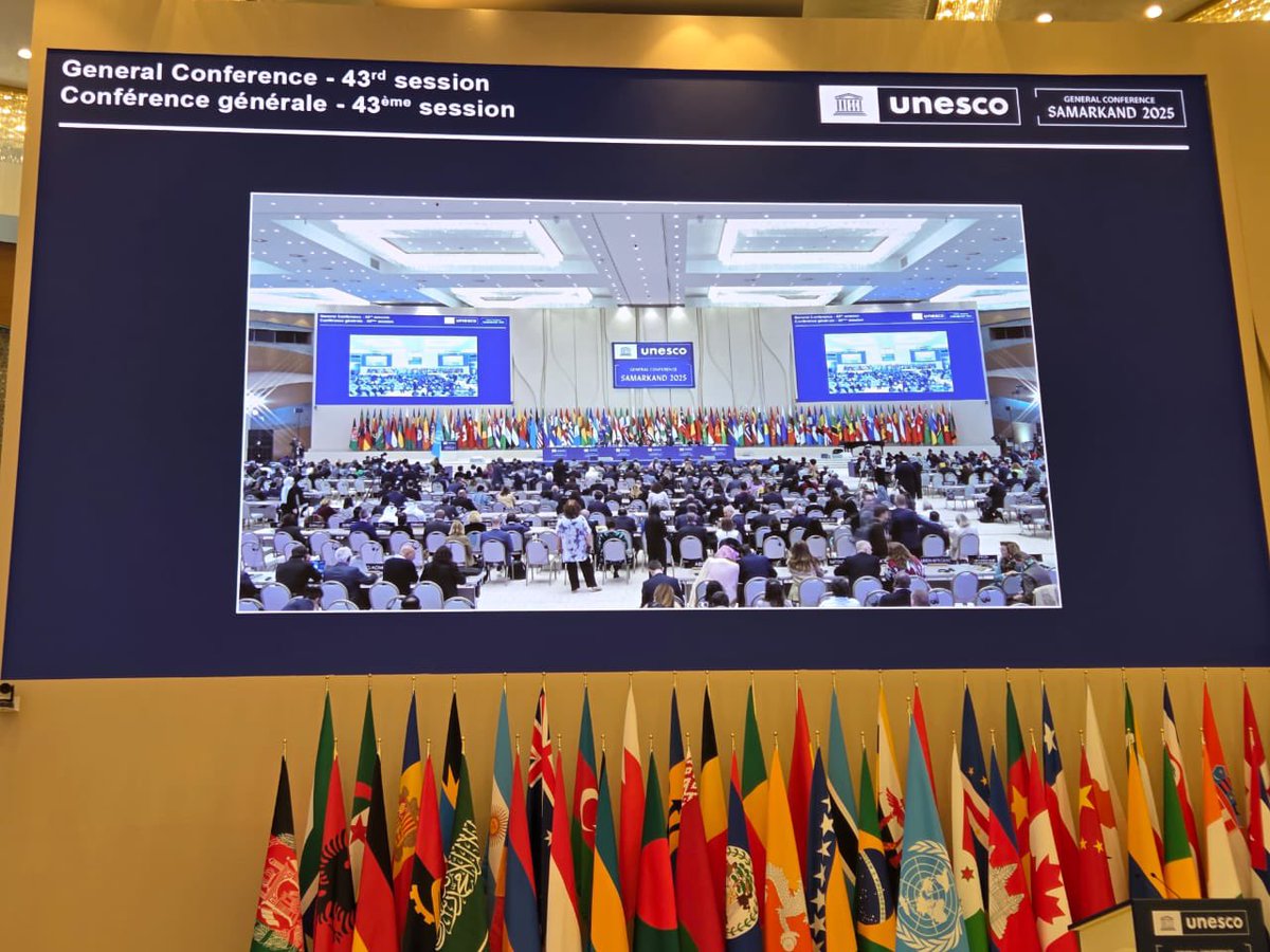 The 43rd session of the <a href="/UNESCO/">UNESCO 🏛️ #Education #Sciences #Culture 🇺🇳</a> General Conference has been launched in Samarkand 🇺🇿.
Azerbaijan, represented by a high-level delegation, is taking an active part in discussions on global cooperation in culture, education, science and communication. 🌍🇦🇿

#UNESCO