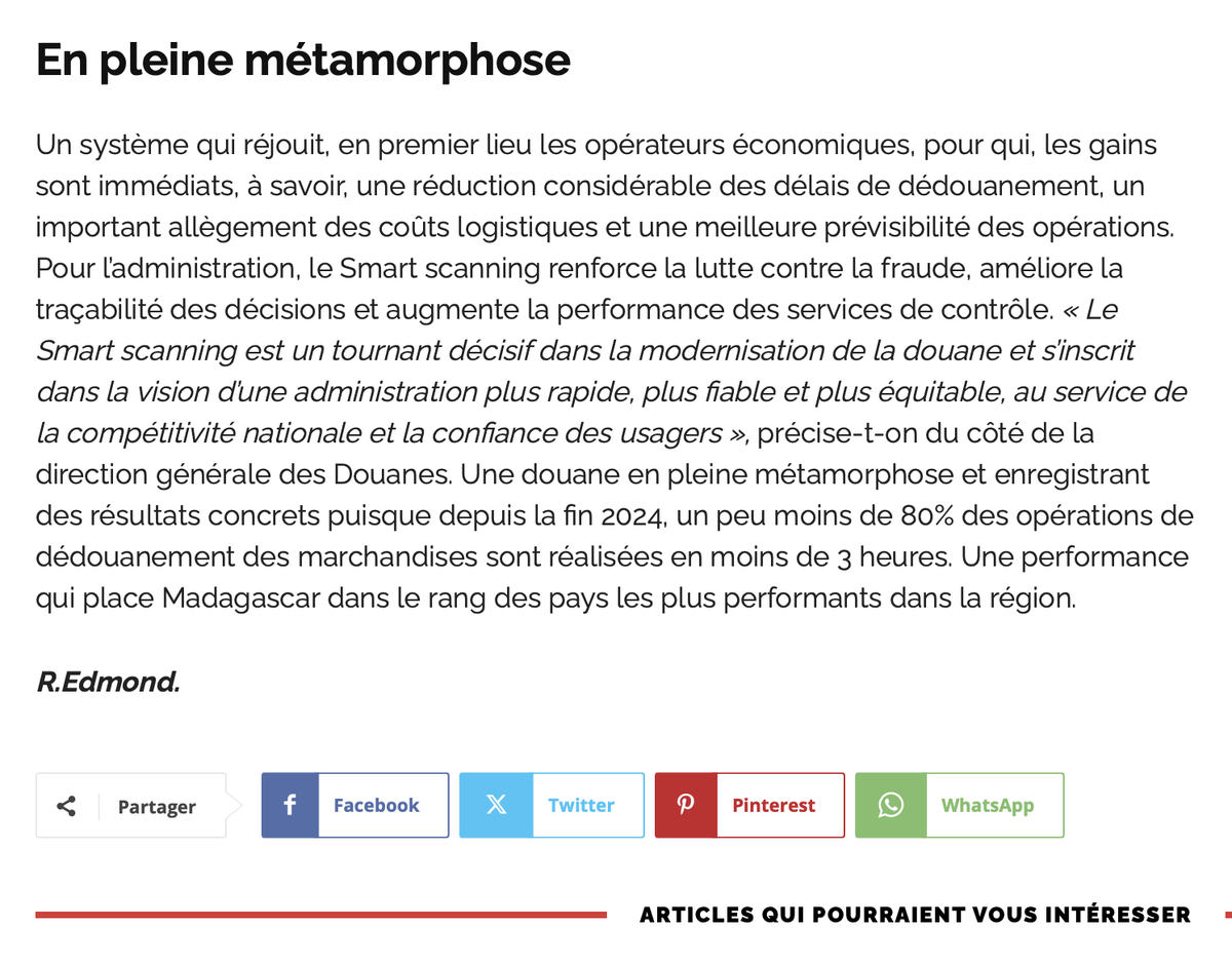 La Douane Malagasy a été mentionnée dans le journal <a href="/midimadagascar/">Midi Madagasikara</a> 

🔗: midi-madagasikara.mg/lintelligence-…