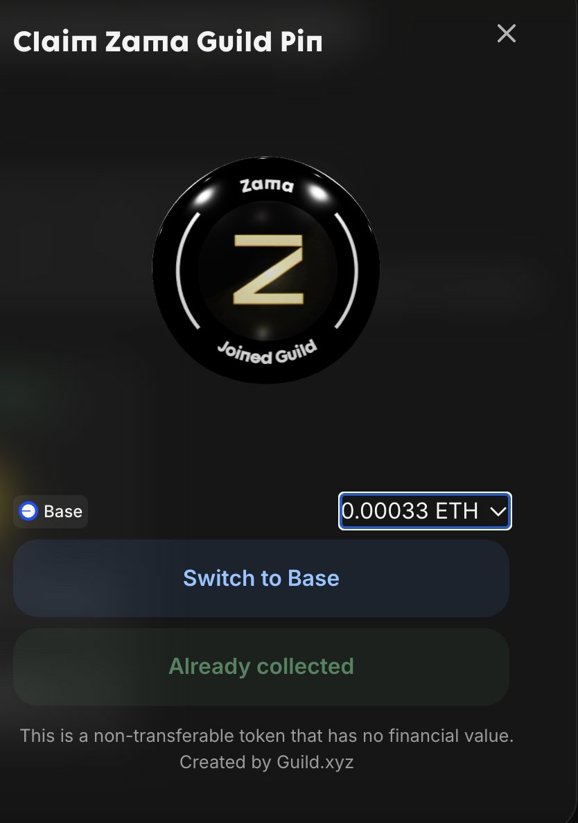 gZama #28

ZAMA GUILD ROZETİNİZİ CLAIM ETTİNİZ Mİ?

<a href="/zama_fhe/">Now @zama</a> 'yi ilk başta kasarken kaydolduğumuz guild sayfayı yakın zamanda yenilendi. Bunun için bu sayfaya yeniden kayıt olmanız gerekiyor.

Zamanın guild tarafına da ayrıca airdrop için pay ayıracağını düşünüyorum. Burada hem