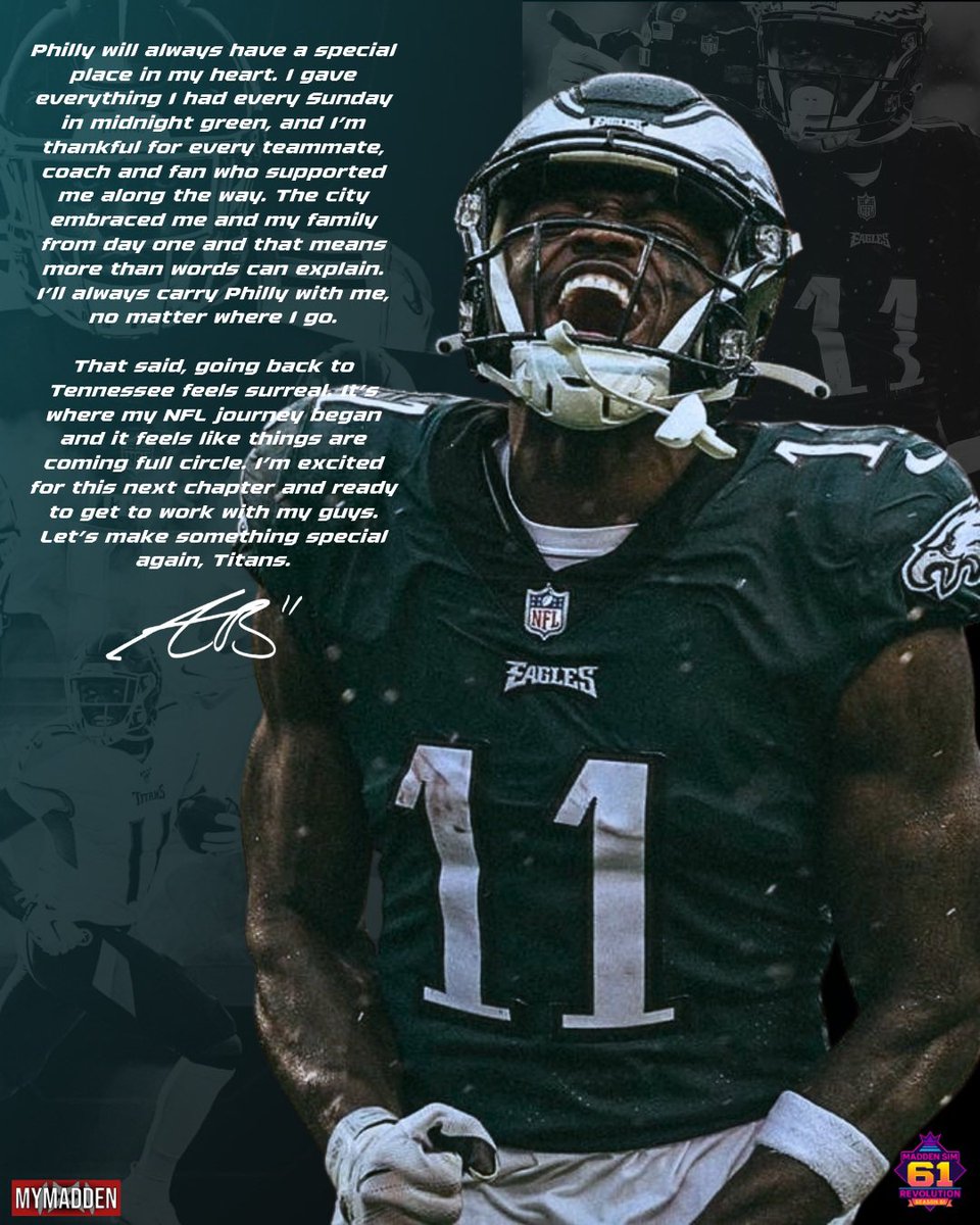 Thank you, A.J. Brown, for everything you brought to Philly — the passion, the energy, and the unforgettable moments 💚

#ThankYouAJ | #FlyEaglesFly