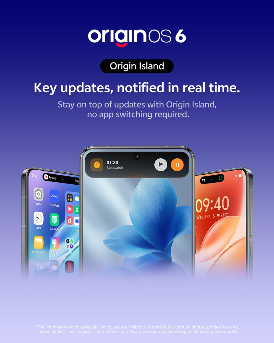 Vivo_India's tweet image. Your updates, always accessible. Origin Island presents real-time information prominently, enabling you to stay informed and focused at a glance.
#vivoIndia #OriginOS6 #SmoothAtOrigin