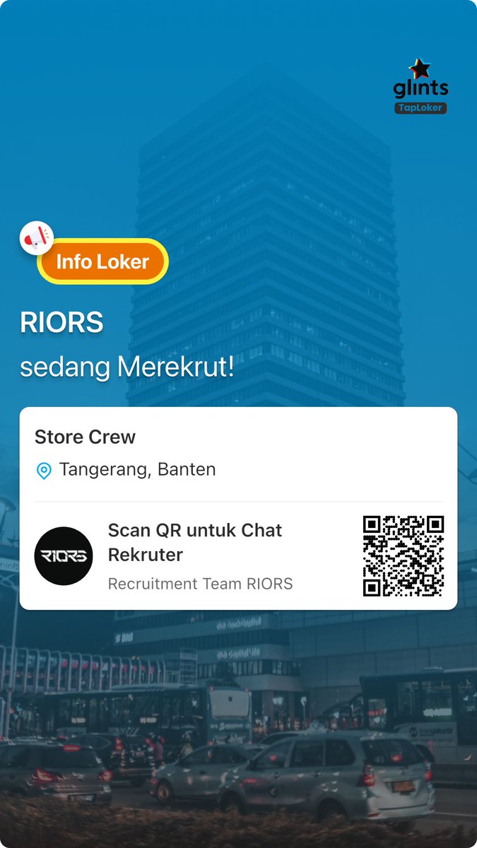 * RIORS Job Vacancy* 

• Graphics Designer
• Specialist E-Commerce
• Store Crew

Sent CV kalian ke hrd@riors.com

#loker #lowongankerja