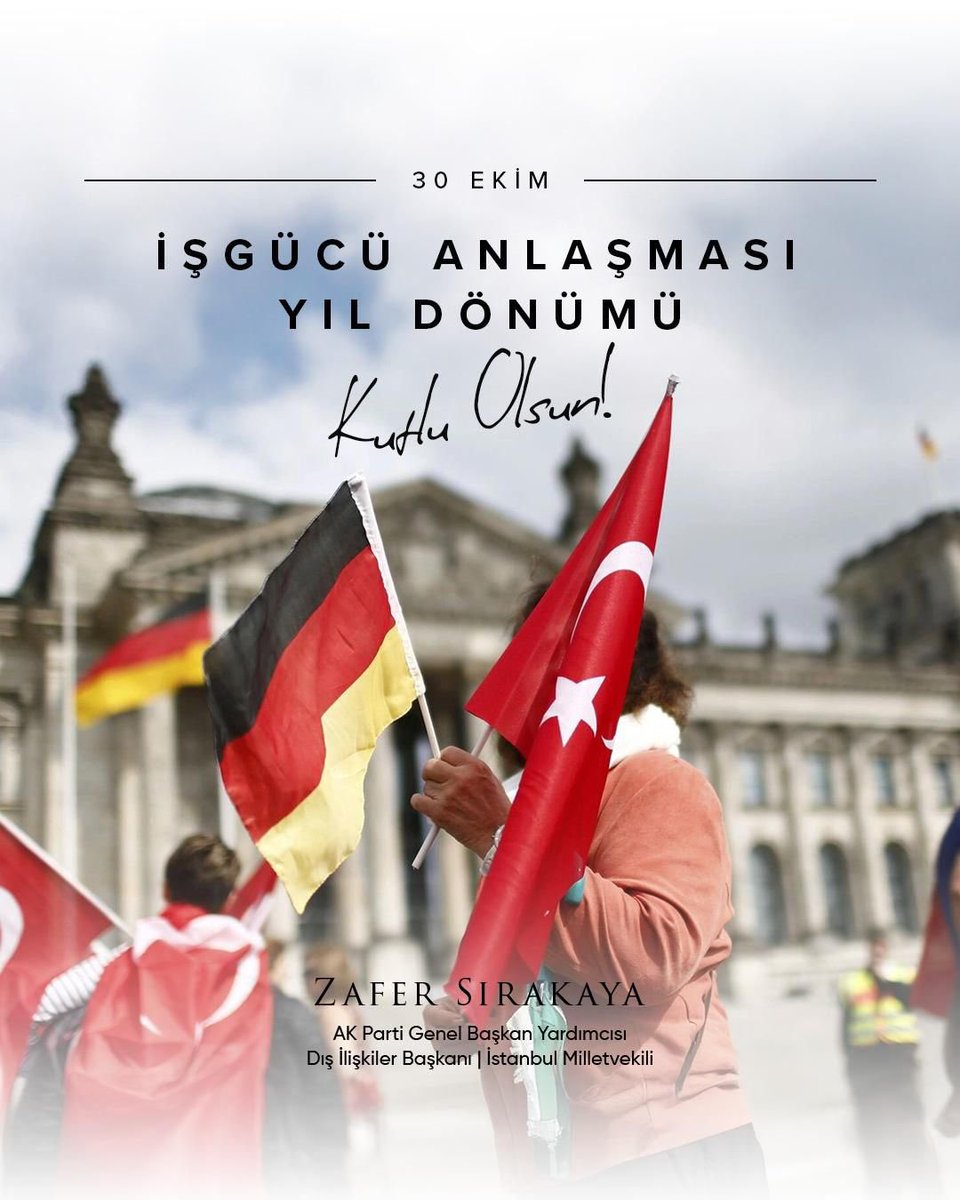 Bugün, Türkiye ile Almanya arasında imzalanan İş Gücü Anlaşması’nın 64. yıl dönümünü idrak ediyoruz.

Bu anlaşma, sadece iki ülke arasındaki iş birliğinin değil, aynı zamanda Türkiye ile Almanya’yı birbirine bağlayan güçlü insani, ekonomik ve kültürel köprülerin de temel