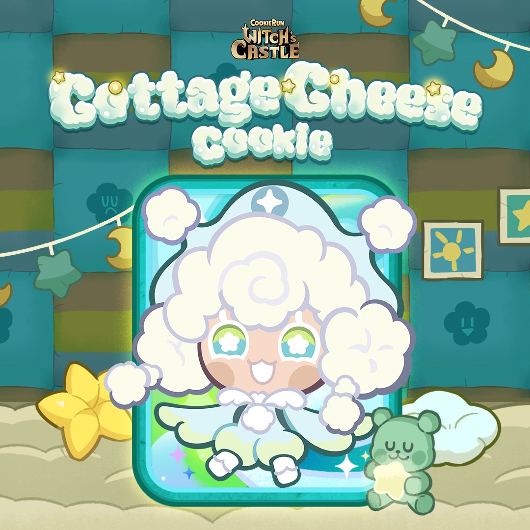 Soft, squishy, and simply adorable!
All the love is piled high for 🤍 Cottage Cheese Cookie!

If she doesn't carry a heavy jug of milk, she might just float away...!

Meet her now in #CookieRunWitchsCastle!