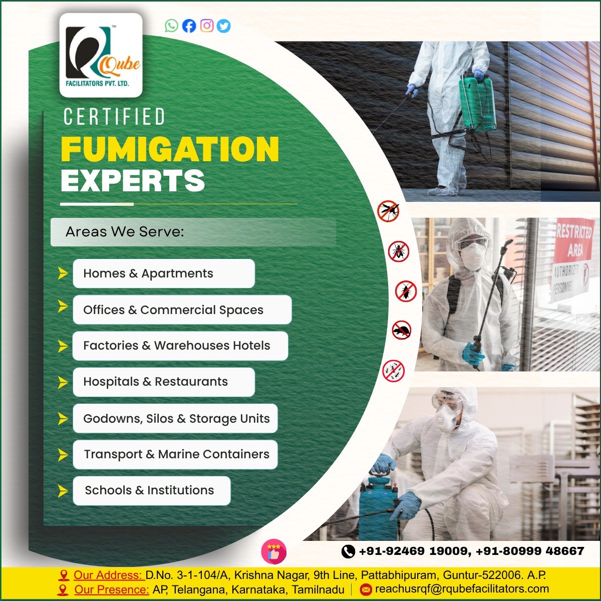 r_qube's tweet image. 𝗖𝗘𝗥𝗧𝗜𝗙𝗜𝗘𝗗 𝗙𝗨𝗠𝗜𝗚𝗔𝗧𝗜𝗢𝗡 𝗘𝗫𝗣𝗘𝗥𝗧𝗦
𝗣𝗿𝗼𝘁𝗲𝗰𝘁 𝘆𝗼𝘂𝗿 𝘀𝗽𝗮𝗰𝗲 𝗳𝗿𝗼𝗺 𝗽𝗲𝘀𝘁𝘀 𝘄𝗶𝘁𝗵 𝗼𝘂𝗿 𝗽𝗿𝗼𝗳𝗲𝘀𝘀𝗶𝗼𝗻𝗮𝗹 𝗳𝘂𝗺𝗶𝗴𝗮𝘁𝗶𝗼𝗻 𝘀𝗲𝗿𝘃𝗶𝗰𝗲𝘀!
𝑪𝒐𝒏𝒕𝒂𝒄𝒕 𝒖𝒔  :  +91-92469 19009, +91-80999 48667
#rqubefacilitators