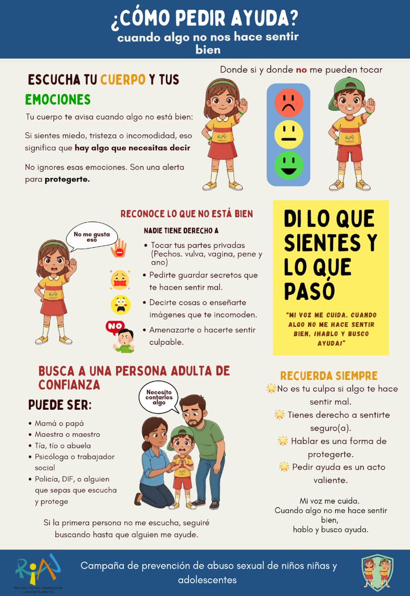 pro_ninez's tweet photo. 🧡 ¿Sabes cómo pedir ayuda? 🧡
👉 Si tú o alguien que conoces necesita ayuda:
Habla con un adulto de confianza, acude al DIF, marca al 911 o comunícate con líneas de atención infantil.
No estás solo. Pedir ayuda es el primer paso para estar a salvo. 🤝 https://t.co/LzLrNo8Moc