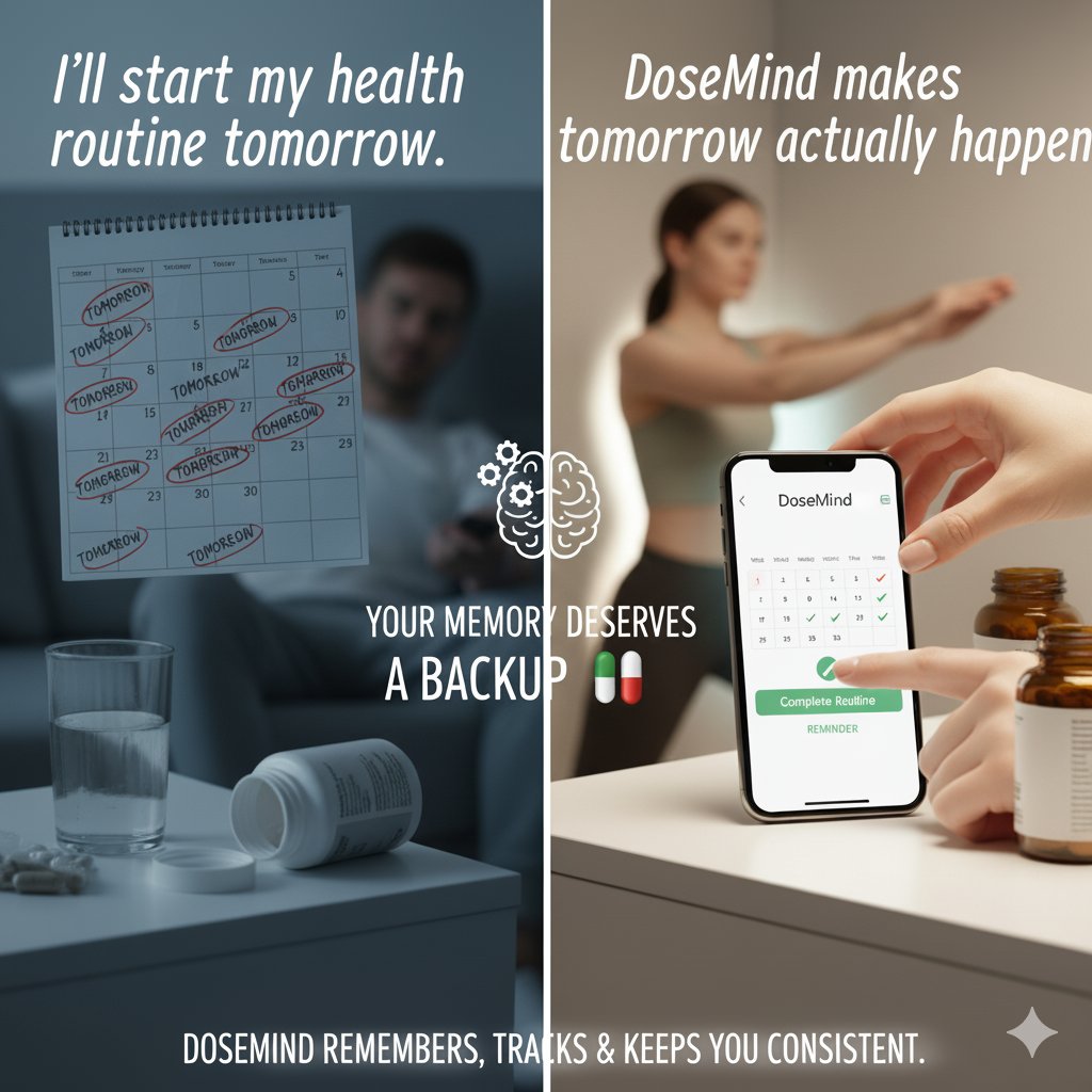 DoseMind_ai's tweet photo. I’ll start my health routine tomorrow.

You, for the last 47 tomorrows😜

DoseMind makes tomorrow actually happen.

#DoseMind #HealthyHabits https://t.co/c2HitsqY7f