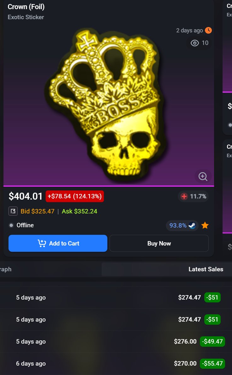 who tf was quick selling crowns for $275?? how tf is the crash affecting you😂