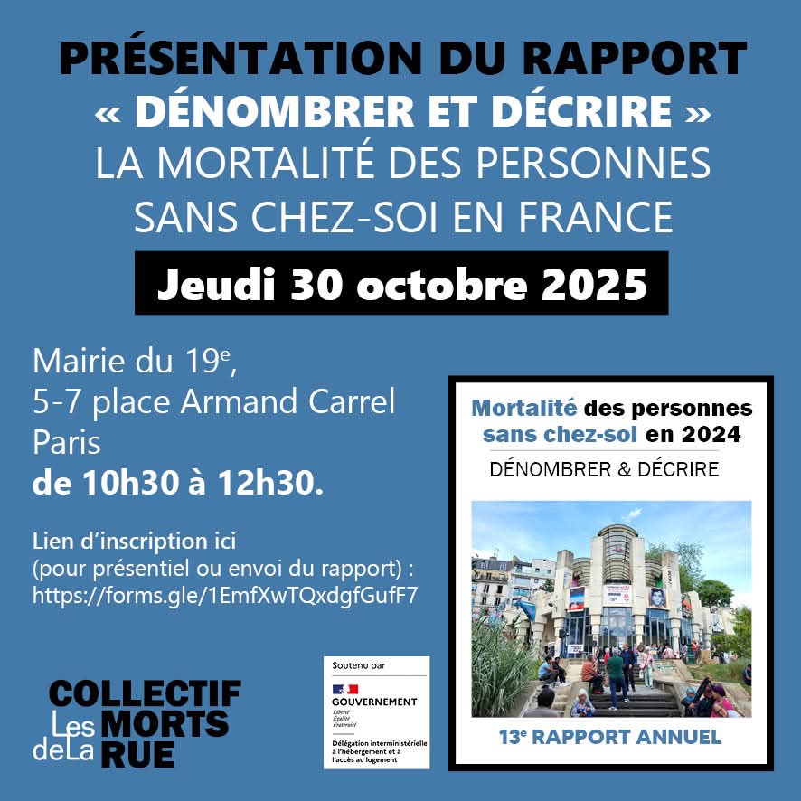 BeGrisoni's tweet photo. Le Collectif Les @Mortsdelarue  présente aujourd’hui son 13ème rapport épidémiologique « Dénombre &amp; Décrire » la mortalité des personnes sans chez-soi en France en 2024.
Une nécessité pressante de politiques publiques de réduction des inégalités face à la gravité de la situation https://t.co/Vu5QjOerOU