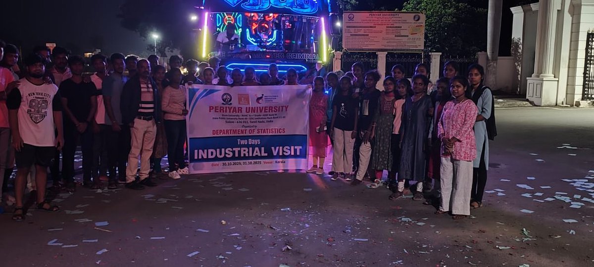PeriyarVarsity's tweet image. 📊 Two-Day Industrial Visit to Kerala 🚆
The Department of Statistics, Periyar University, organized a two-day industrial visit to Kerala on 30th &amp;amp; 31st October 2025, providing students with valuable industry exposure and practical learning experiences. 🌟
#PeriyarUniversity