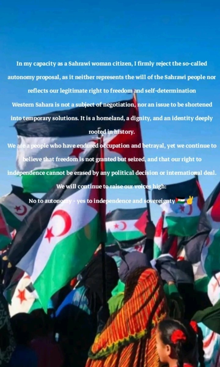 shrawia20's tweet photo. #NoToAutonomy #YesToIndependence #YesToSovereignty #WesternSahara
#SahrawiVoice https://t.co/tN2lsHOq41