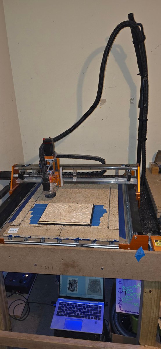 GaslightVisions's tweet image. Things are going very well with the test pieces. ThE new #FoxAlien Vasto XL CNC machine continues exceeding expectations. I'm picking up some gorgeous live egde walnut slabs and burl, finishing a work, and starting a fiber optic/epoxy poured neon inlay frame for an infinity