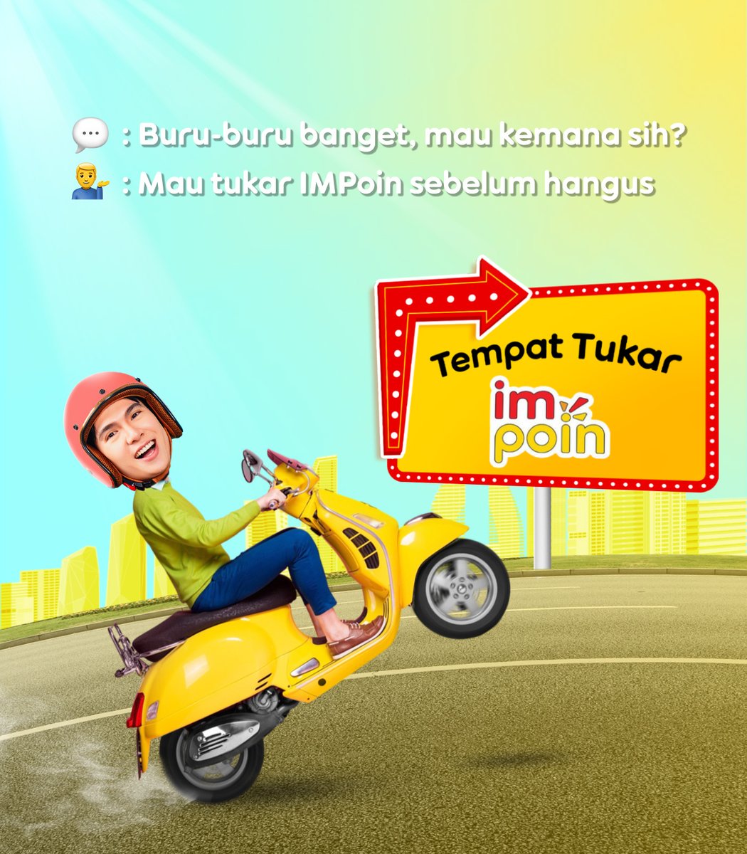 CareIM3's tweet photo. Kumpulin poinnya, tukar hadiahnya 🎁​
Setiap transaksi kamu di IM3 bisa dapet IMPOIN loh.​

Yuk cek poin #SahabatBaikku sekarang dan tukarkan dengan hadiah menarik di aplikasi myIM3.
Cek info selengkapnya di https://t.co/7uflvEFUHn 💛 https://t.co/DoWxfz3zPr