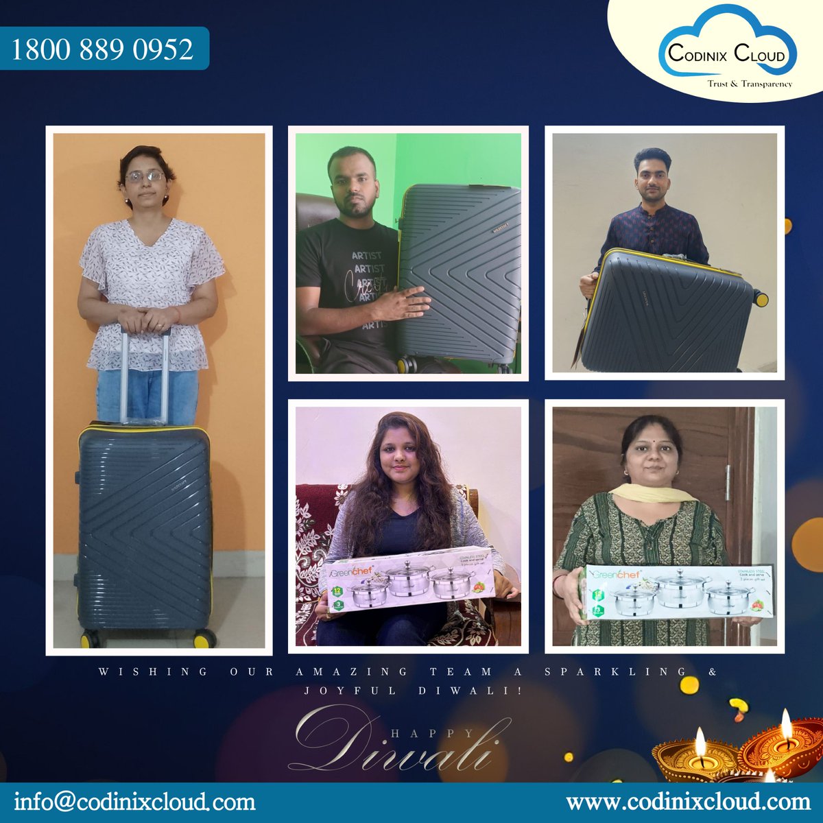 CodinixCloud's tweet image. Diwali Celebration with Codinix Cloud Family!